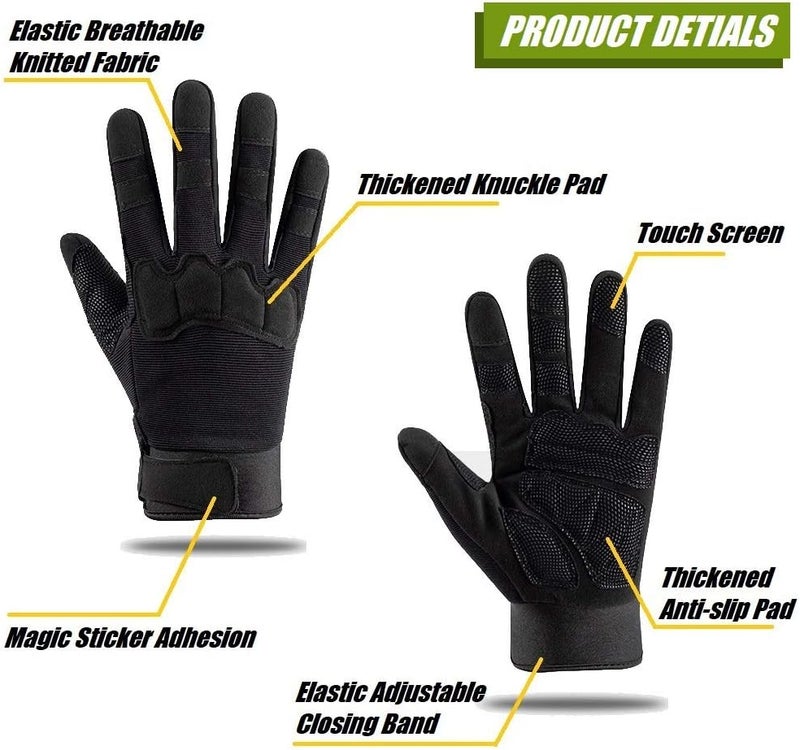 HYCOPROT Full Finger Gloves, Touch Screen Knuckle Protective Breathable Lightweight Outdoor Gloves for Shooting, Hunting, Motorcycling, Climbing - Image 2